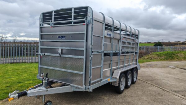 M-tec 14ft x 6ft tri axle livestock trailer c/w sheep decks